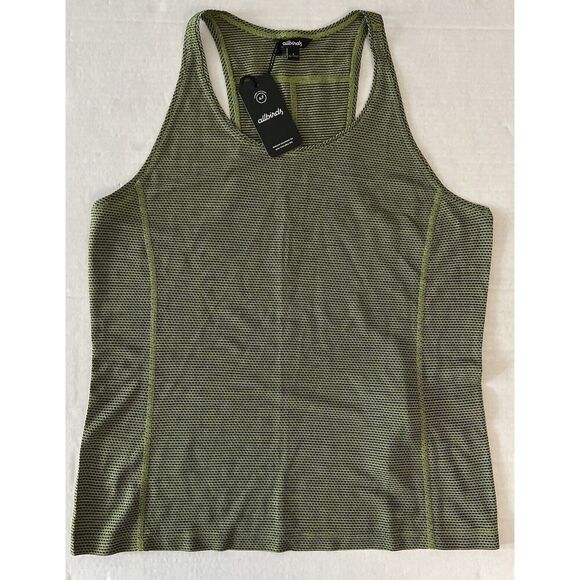 Allbirds Natural Run Tank Women Sz L Black Green Pullover Wool Blend Sheer - Picture 1 of 6